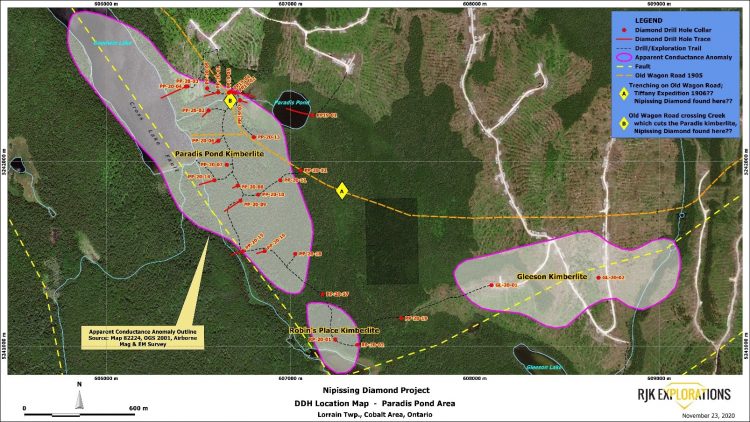 RJK Discovers Two New Kimberlites and Expands the Paradis Pond Kimberlite