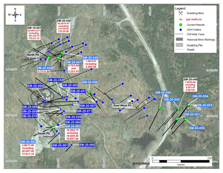 MacDonald Mines Drills 17.60 m of 3.90 g/t gold and 4.75 m of 10.29 g/t gold in the Southern Extension of the Scadding Deposit