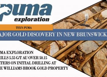 Major Gold Discovery in New Brunswick: Puma Exploration Drills 5.55 g/t Au over 50.15 meters* on initial drilling at Williams Brook Gold Property