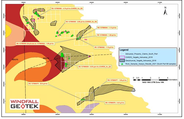 Go Metals Reports 25.6 g/t Gold on AI Targets on Windfall Geotek’s Optioned Ashuanipi Property in The Schefferville Area of Quebec