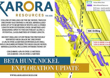 Karora Announces High Grade Nickel Results from the 50C Nickel Trough at Beta Hunt with Intersections of 5.3% Nickel over 2.2 metres and 4.0% Nickel over 3.5 metres, Extending the Zone to over 80 metres in Width