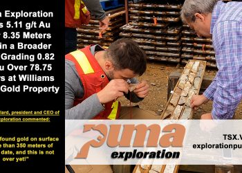 Puma Exploration Drills 5.11 g/t Au Over 8.35 Meters Within a Broader Zone Grading 0.82 g/t Au Over 78.75 Meters at Williams Brook Gold Property