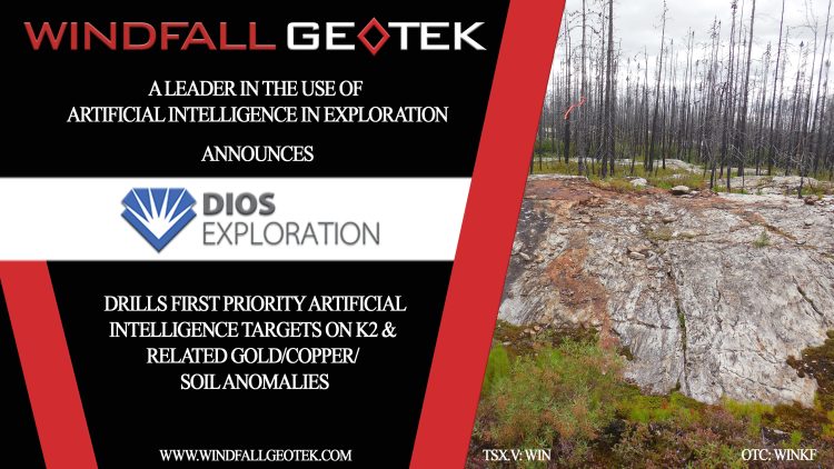 DIOS Drills First Priority Artificial Intelligence Target on K2 & Related Gold-Copper Soil Anomalies