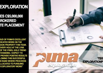 Puma Exploration Closes C$5,000,000 Brokered Private Placement