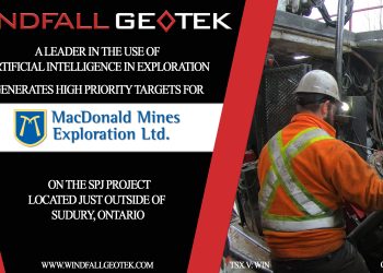 Windfall Geotek Generates High Probability AI Exploration Targets For Macdonald Mines SPJ Gold Project Near Sudbury, Ontario