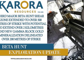 Third Major Beta Hunt Shear Zone Extended to Over 500 metres of Strike with Potential to Extend Over 2 kilometres and New Gamma Block Gold Mineralization Delineated Over 200 metres of Strike