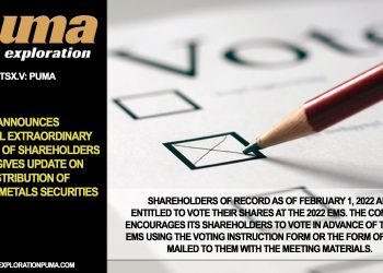 Puma Exploration Announces Virtual Extraordinary Meeting of Shareholders and Gives Update on Distribution of Melius Metals Securities