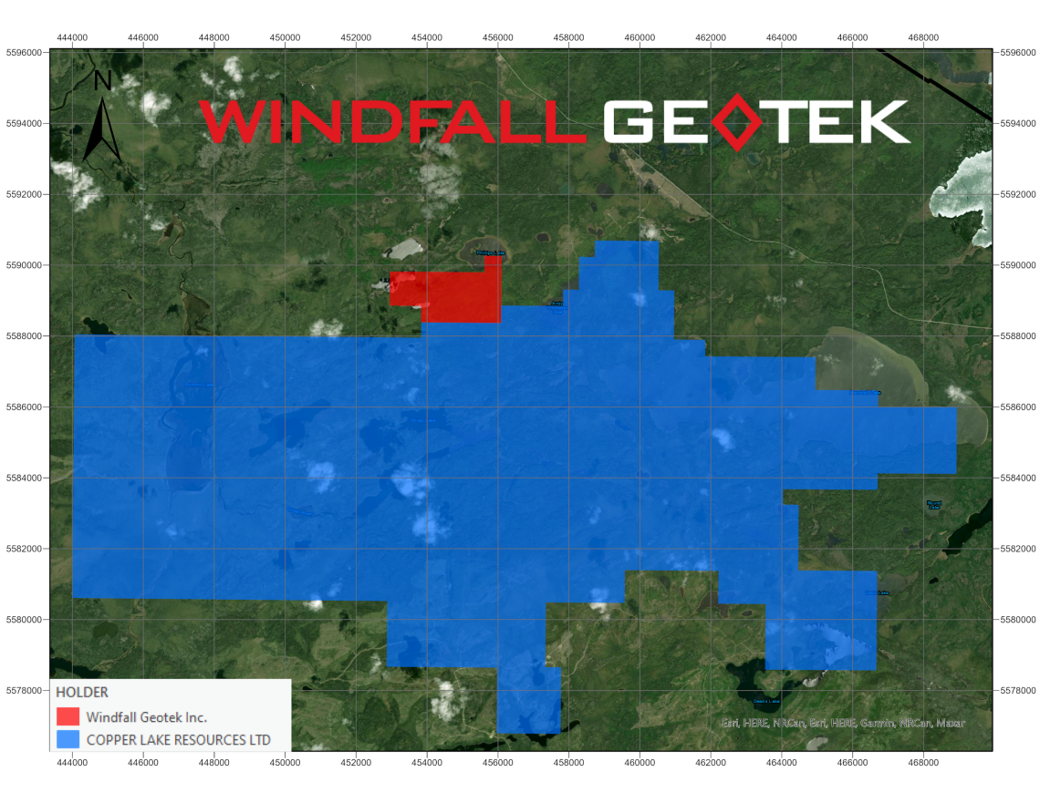 Windfall Geotek Options Strategic Claims with Copper Targets in the