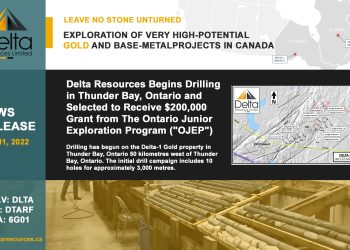 Delta Resources Begins Drilling in Thunder Bay, Ontario and Selected to Receive $200,000 Grant from The Ontario Junior Exploration Program (“OJEP”)