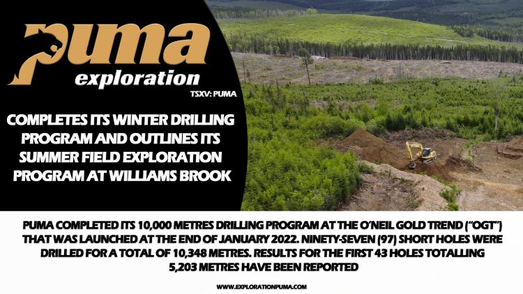 Puma Exploration Completes Its Winter Drilling Program and Outlines Its Summer Field Exploration Program at Williams Brook