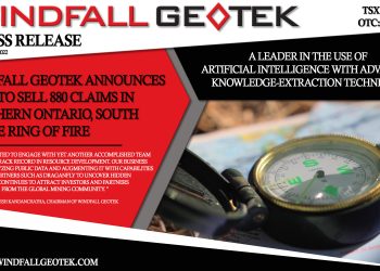 Windfall Geotek Announces Deal to Sell 880 Claims in Northern Ontario, South of the Ring of Fire