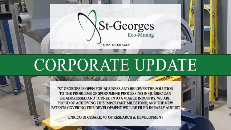 Corporate Update – St-Georges Eco-Mining (CSE: SX)