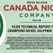 Canada Nickel files Technical Report on the Crawford Nickel Sulphide Project