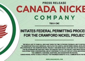 Canada Nickel Company Initiates Federal Permitting Process for Crawford Nickel Project