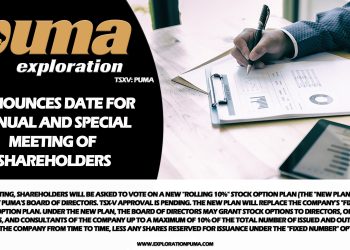 Puma Exploration Announces Date for Annual and Special Meeting of Shareholders