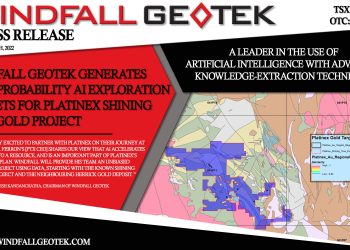 WINDFALL GEOTEK Generates High Probability AI Exploration Targets for Platinex Shining Tree Gold Project
