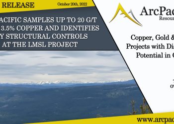 ArcPacific Samples up to 20 g/t Gold, 3.5% Copper and Identifies Key Structural Controls at LMSL Project