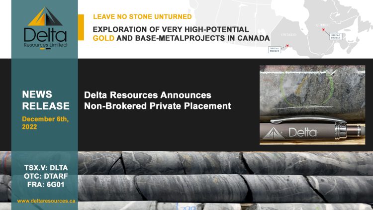 Delta Resources Announces Non-Brokered Private Placement