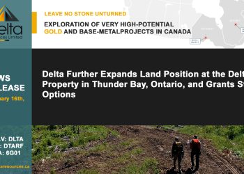 Delta Further Expands Land Position at the Delta-1 Property in Thunder Bay, Ontario, and Grants Stock Options