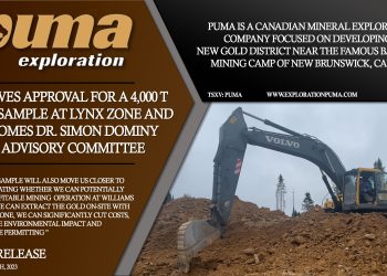 Puma Exploration Receives Approval for a 4,000 T Bulk Sample at Lynx Zone and Welcomes Dr. Simon Dominy to its Advisory Committee