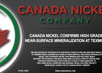 Canada Nickel Confirms High Grade Near-Surface Mineralization at Texmont