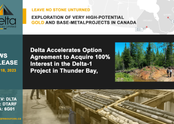 Delta Accelerates Option Agreement to Acquire 100% Interest in the Delta-1 Project in Thunder Bay, Ontario