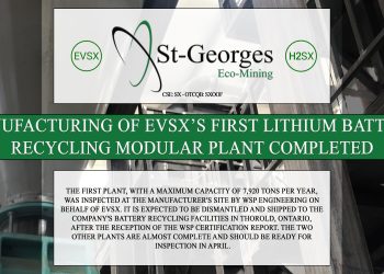 Manufacturing of EVSX First Lithium Battery Recycling Modular Plant Completed
