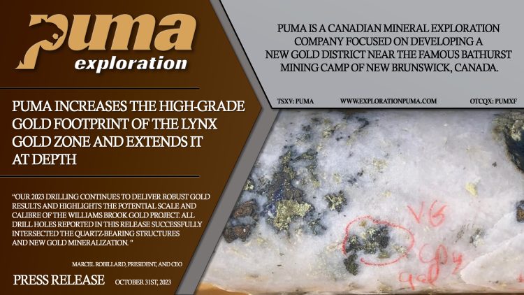 Puma Increases the High-Grade Gold Footprint of the Lynx Gold Zone and Extends it at Depth
