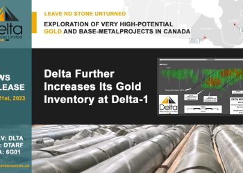 Delta Further Increases Its Gold Inventory at Delta-1 with Intercepts of 2.27 g/t over 10 Metres and 2.20 g/t over 9 Metres, in Thunder Bay, Ontario