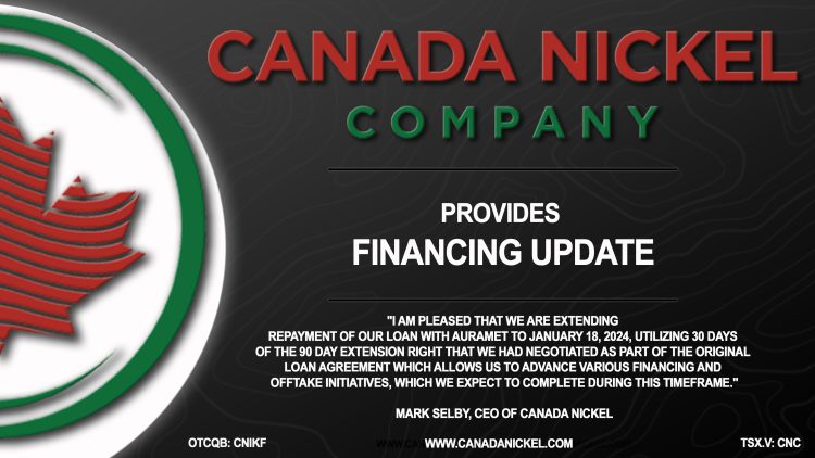 Canada Nickel Provides Financing Update