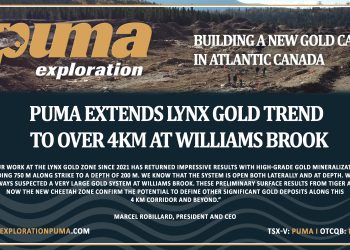 Puma Extends Lynx Gold Trend to Over 4km at Williams Brook