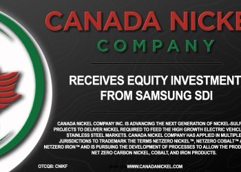 Canada Nickel Receives Equity Investment from Samsung SDI