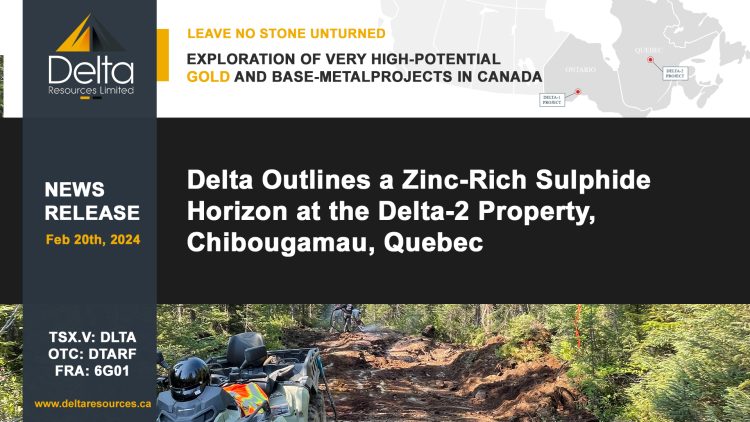 Delta Outlines a Zinc-Rich Sulphide Horizon at the Delta-2 Property, Chibougamau, Quebec