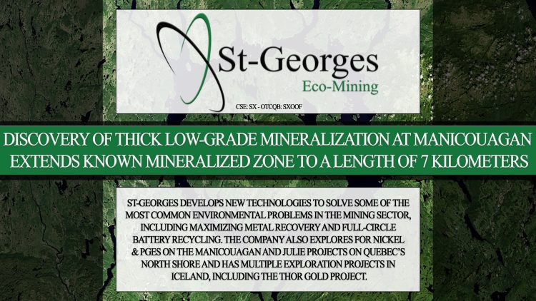 Discovery of Thick Low-Grade Mineralization at Manicouagan Extends Known Mineralized Zone to a Length of 7 Kilometers