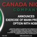 Canada Nickel Announces Exercise of Mann Property Option with Noble
