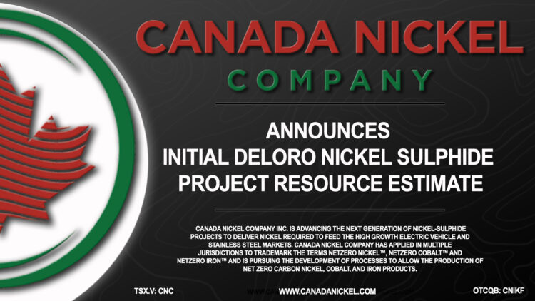 Canada Nickel Company Announces Initial Deloro Nickel Sulphide Project Resource