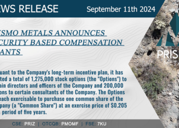 Prismo Metals Announces Security Based Compensation Grants