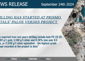 Drilling Has Started at Prismo Metals’ Palos Verdes Project