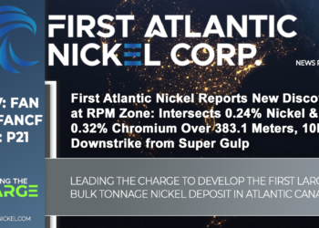 First Atlantic Nickel Reports New Discovery at RPM Zone: Intersects 0.24% Nickel & 0.32% Chromium Over 383.1 Meters, 10km Downstrike from Super Gulp