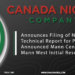 Canada Nickel Announces Filing of NI 43-101 Technical Report for Previously Announced Mann Central and Mann West Initial Resources