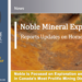 Noble Reports Updates on Homeland Nickel