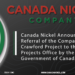 Canada Nickel Announces the Referral of the Company’s Crawford Project to the Major Projects Office by the Government of Canada