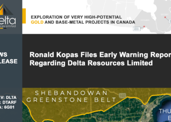 Ronald Kopas announces that he has filed an Early Warning Report in accordance with National Instrument 62-103 in respect of his holdings in Delta Resources Limited