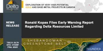Ronald Kopas announces that he has filed an Early Warning Report in accordance with National Instrument 62-103 in respect of his holdings in Delta Resources Limited