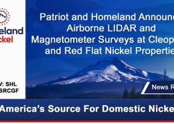 Patriot and Homeland Announce Airborne LIDAR and Magnetometer Surveys at Cleopatra and Red Flat Nickel Properties