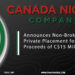 Canada Nickel Announces Non-Brokered Private Placement for Gross Proceeds of C$15 Million