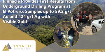Pinnacle Provides First Results from Underground Drilling Program at El Potrero; Samples up to 59.2 g/t Au and 424 g/t Ag with Visible Gold