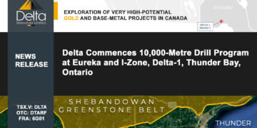 Delta Commences 10,000-Metre Drill Program at Eureka and I-Zone, Delta-1, Thunder Bay, Ontario
