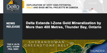 Delta Extends I-Zone Gold Mineralization by More than 400 Metres, Thunder Bay, Ontario